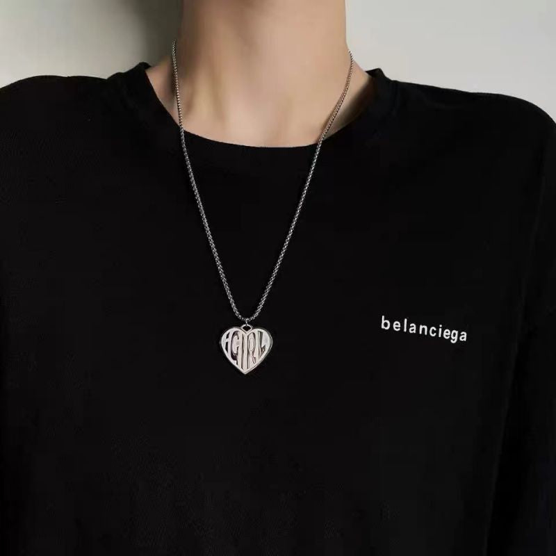 60cm Titanium Steel Chain Love Pendant-x0057b Titanium Steel Chain Heart Necklace