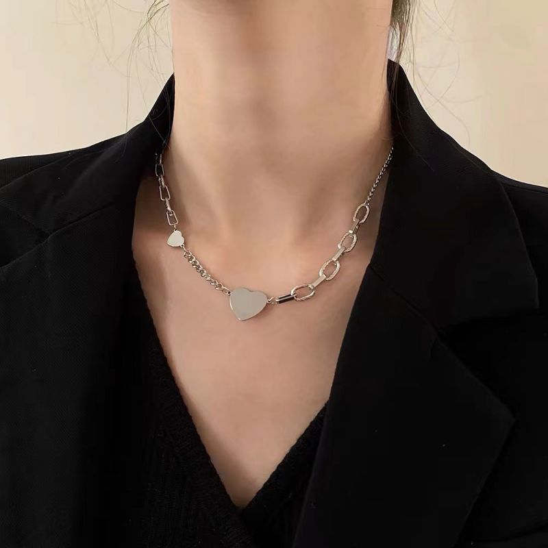 60cm Titanium Steel Chain Love Pendant-x0057b Titanium Steel Chain Heart Necklace