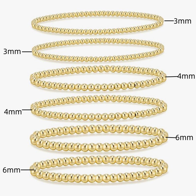 1# Gold-plated Copper Beaded Bracelet Set