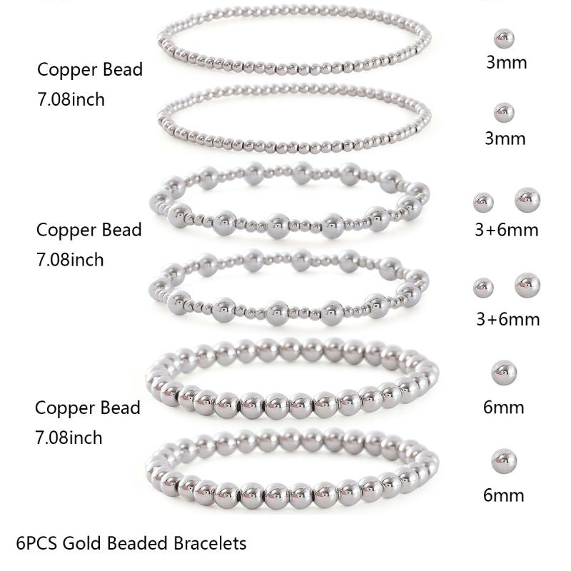 1# Gold-plated Copper Beaded Bracelet Set