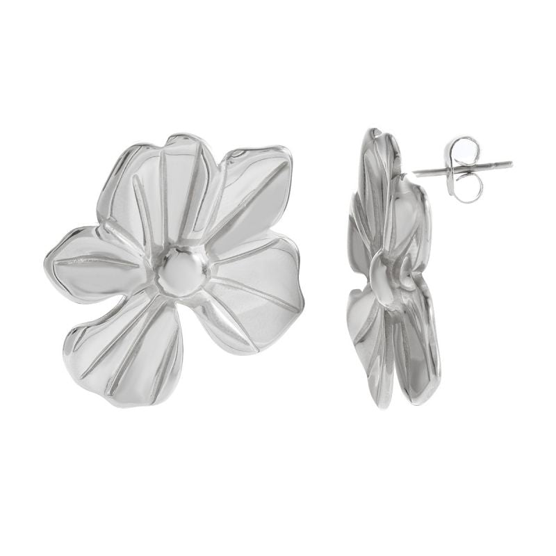 Gold Flower Double Heart Pendant Necklace Stainless Steel Flower Double Heart Pendant Necklace