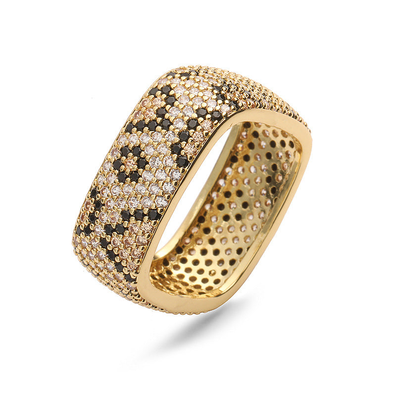 1 Pair Of Gold Champagne Diamond Leopard Print Earrings Copper Diamond Round Earrings