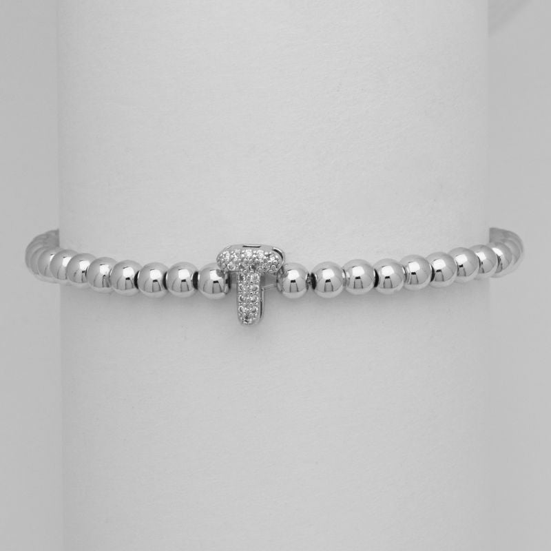 A Copper Gold-plated Beaded Diamond 26 Letter Bracelet