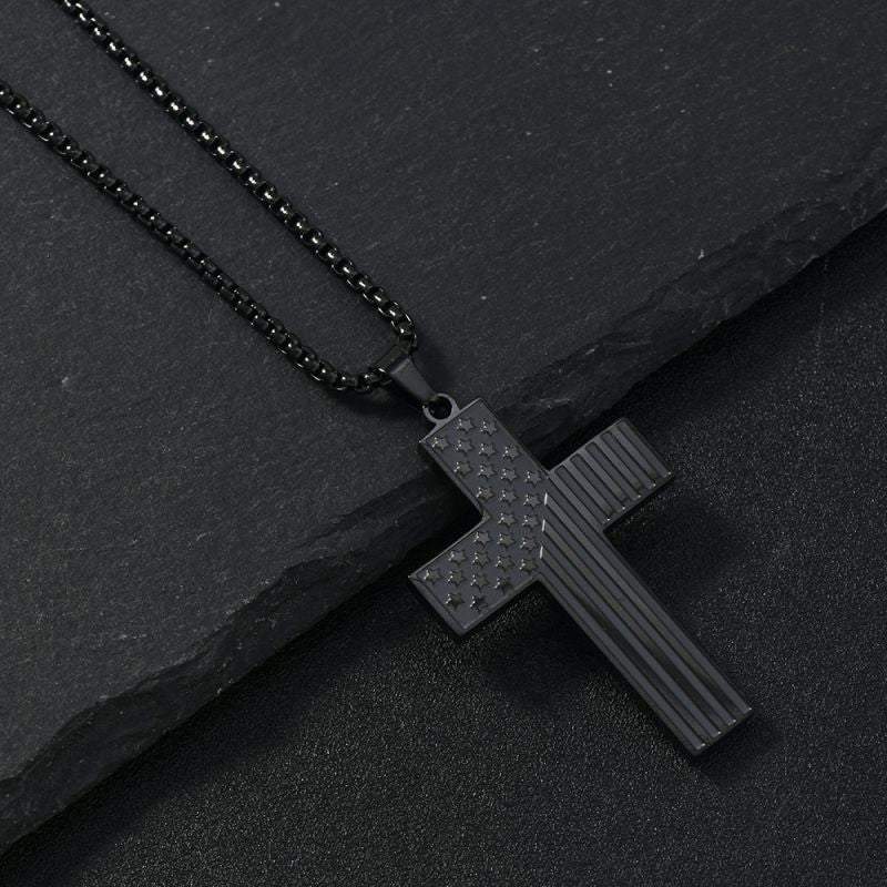 Black Stainless Steel Cross Necklace