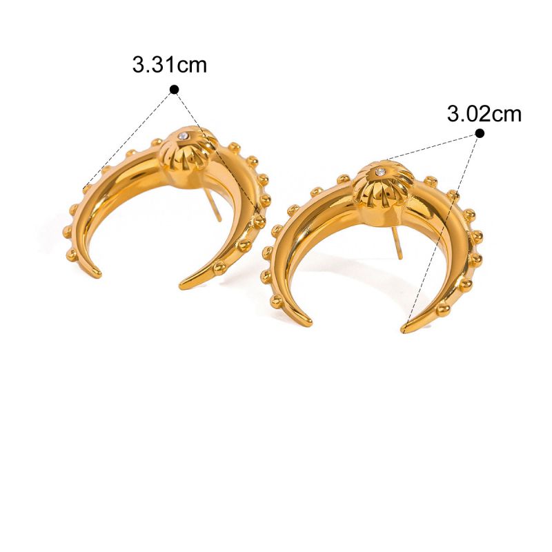 Earrings 1 Stainless Steel Moon Earrings With Diamonds