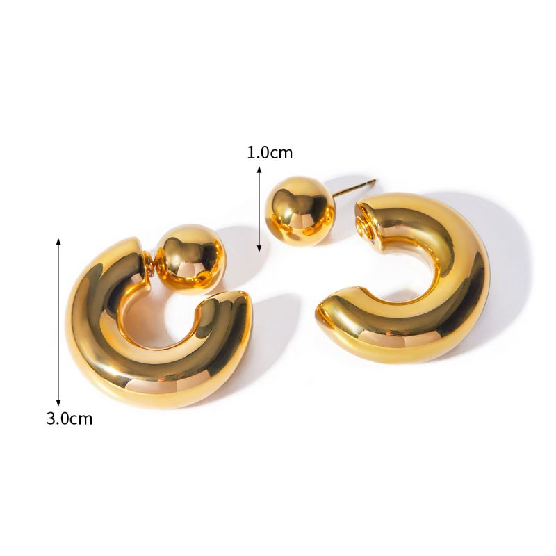 Earrings 1 Stainless Steel Moon Earrings With Diamonds