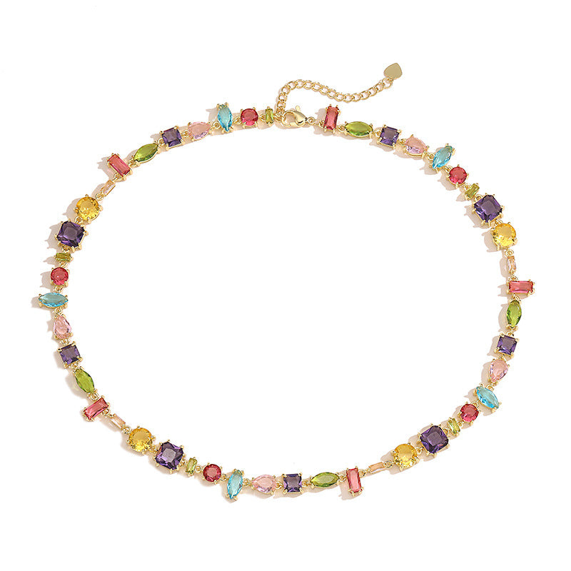 1 Platinum Colored Diamond Bracelet Copper Diamond Square Circle Bracelet