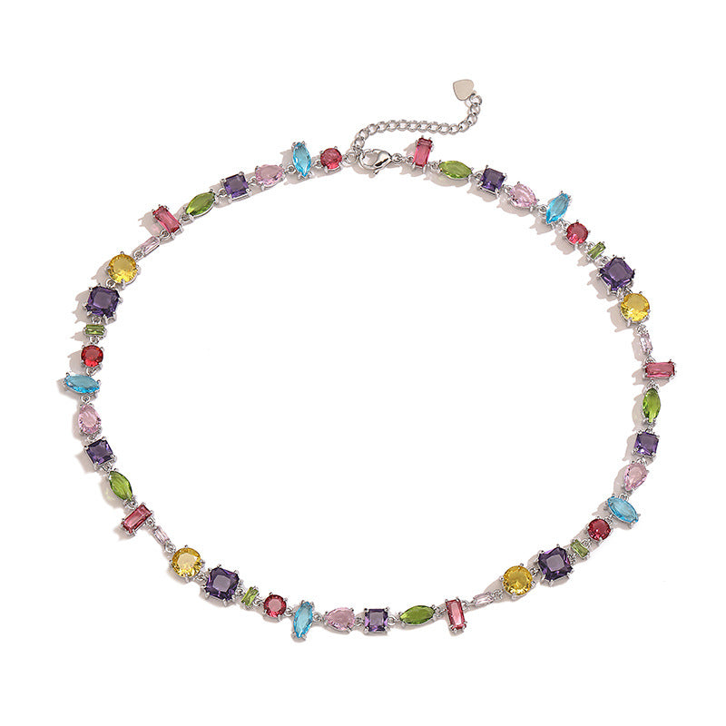 1 Platinum Colored Diamond Bracelet Copper Diamond Square Circle Bracelet