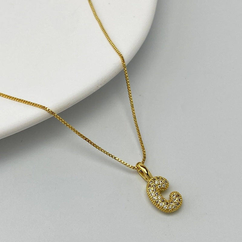 Gold A Copper Diamond 26 Letter Necklace