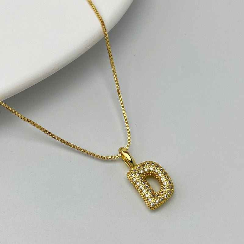 Gold A Copper Diamond 26 Letter Necklace