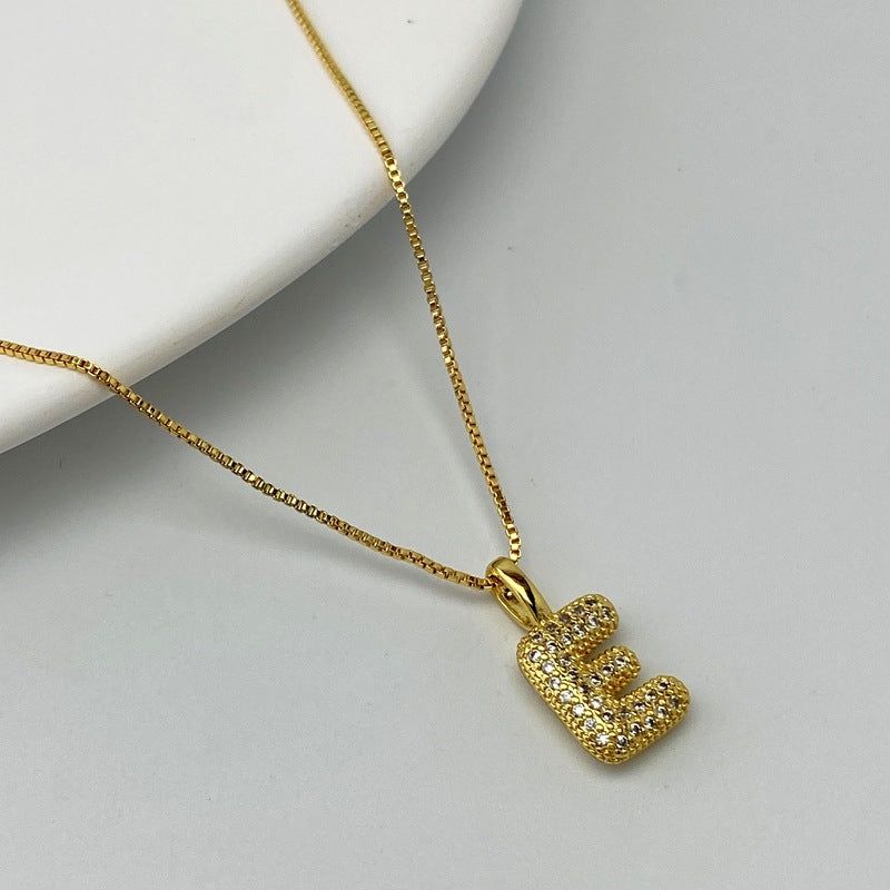 Gold A Copper Diamond 26 Letter Necklace