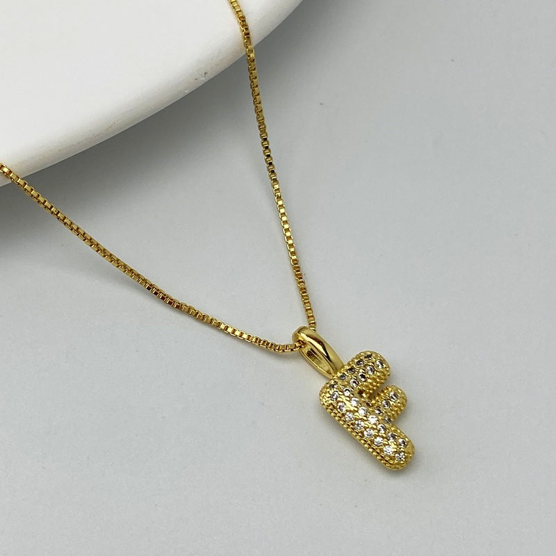 Gold A Copper Diamond 26 Letter Necklace