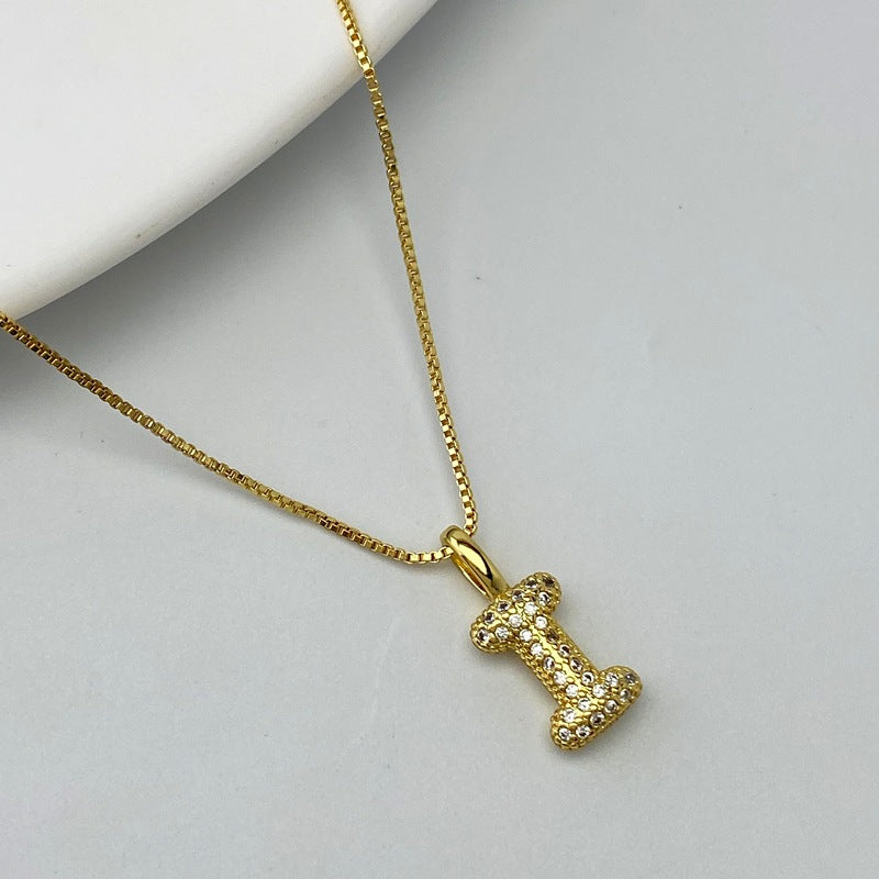 Gold A Copper Diamond 26 Letter Necklace
