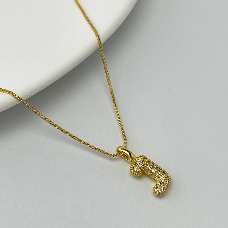Gold A Copper Diamond 26 Letter Necklace