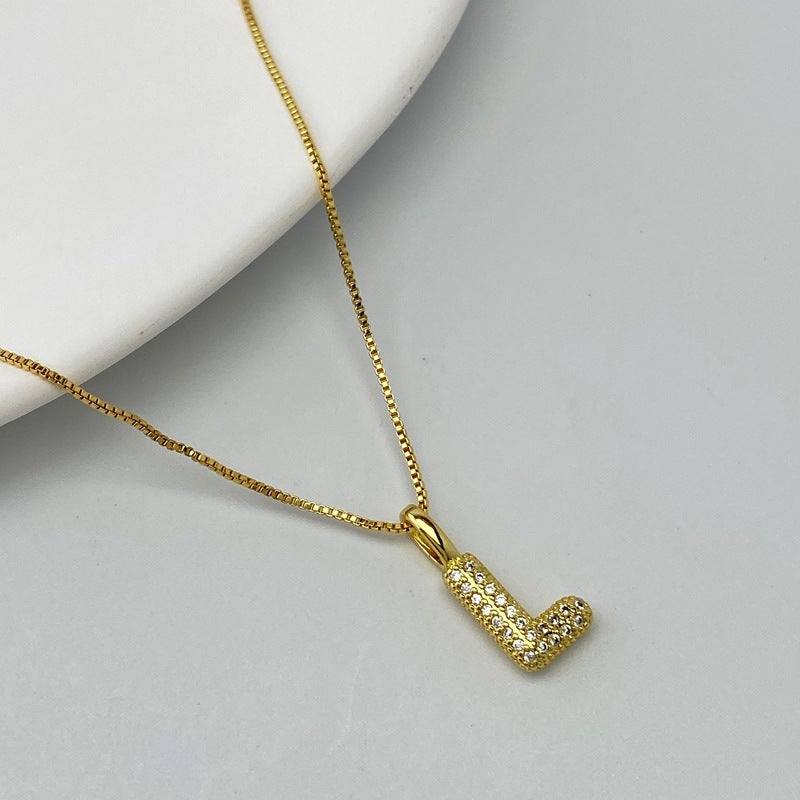 Gold A Copper Diamond 26 Letter Necklace