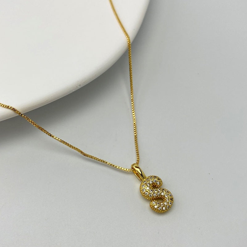 Gold A Copper Diamond 26 Letter Necklace