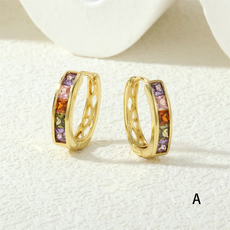 Black Copper Diamond Round Earrings