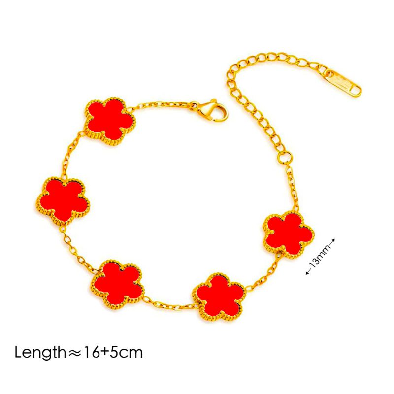 Red+necklace Stainless Steel Flower Necklace