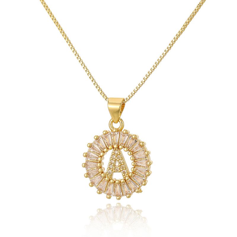 A Copper Inlaid Zirconium 26 Letter Necklace