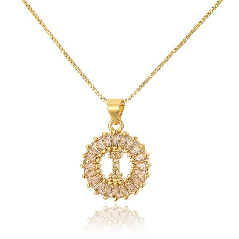 A Copper Inlaid Zirconium 26 Letter Necklace