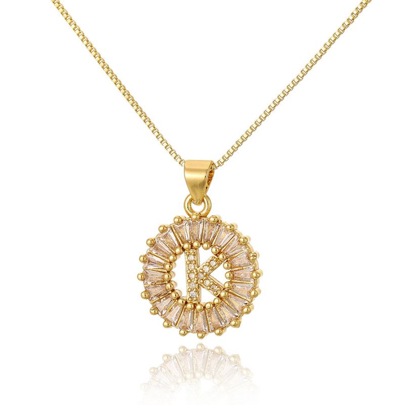 A Copper Inlaid Zirconium 26 Letter Necklace