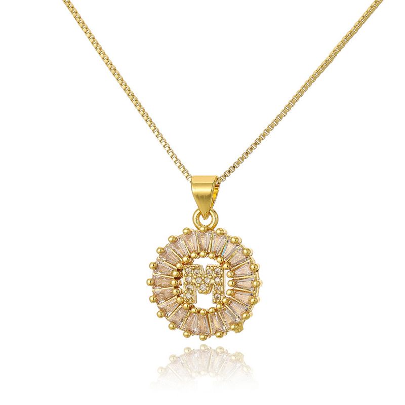 A Copper Inlaid Zirconium 26 Letter Necklace