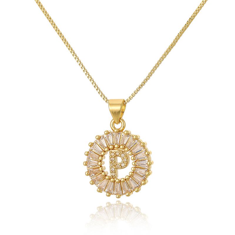 A Copper Inlaid Zirconium 26 Letter Necklace