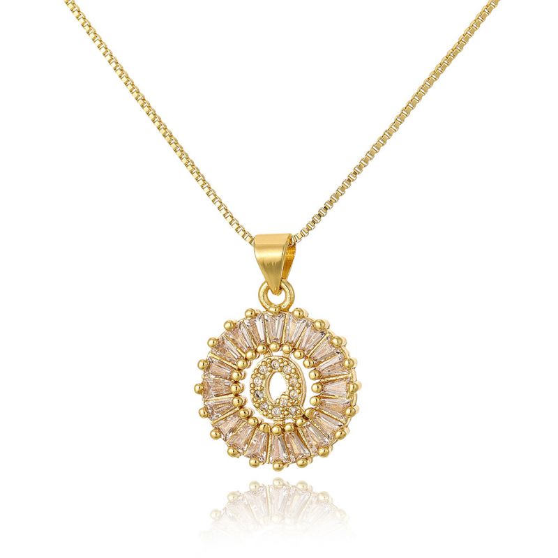 A Copper Inlaid Zirconium 26 Letter Necklace