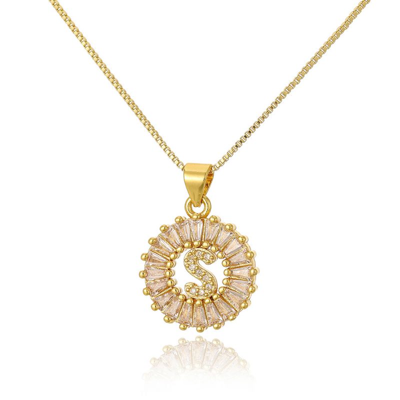 A Copper Inlaid Zirconium 26 Letter Necklace