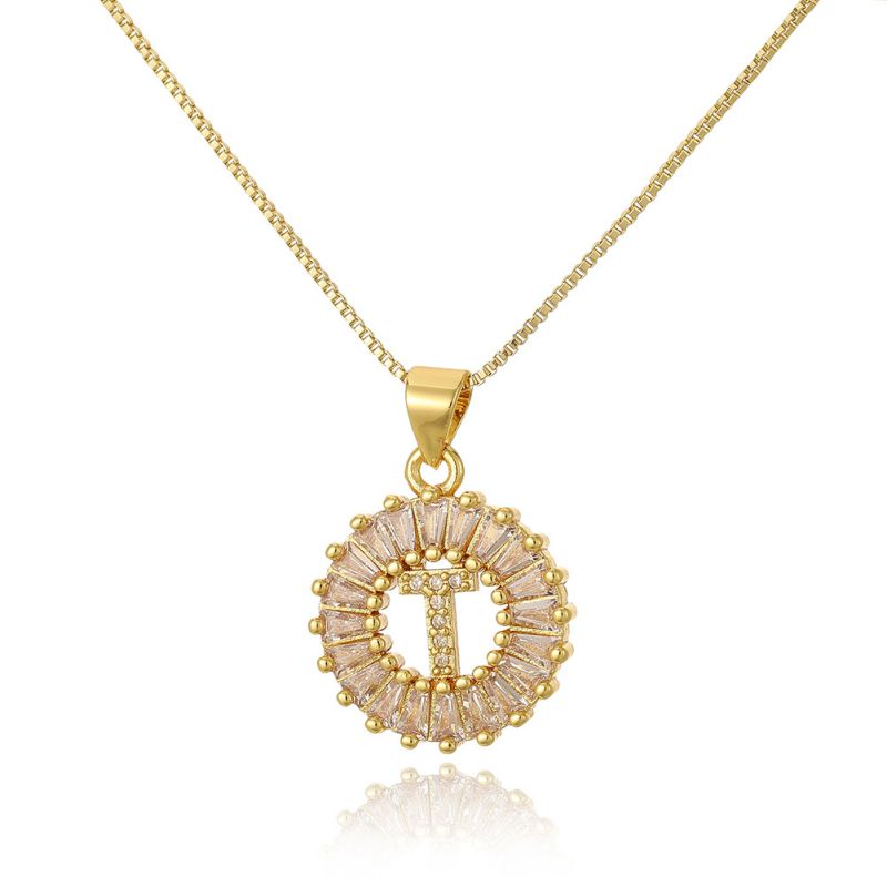 A Copper Inlaid Zirconium 26 Letter Necklace