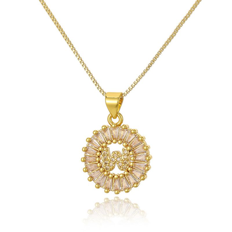 A Copper Inlaid Zirconium 26 Letter Necklace