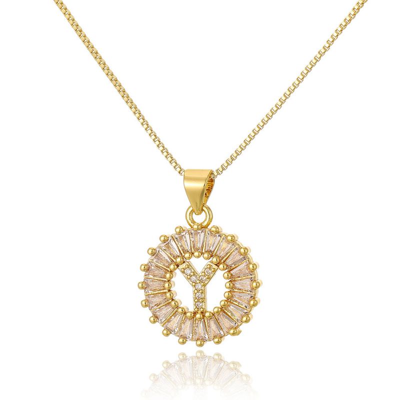 A Copper Inlaid Zirconium 26 Letter Necklace