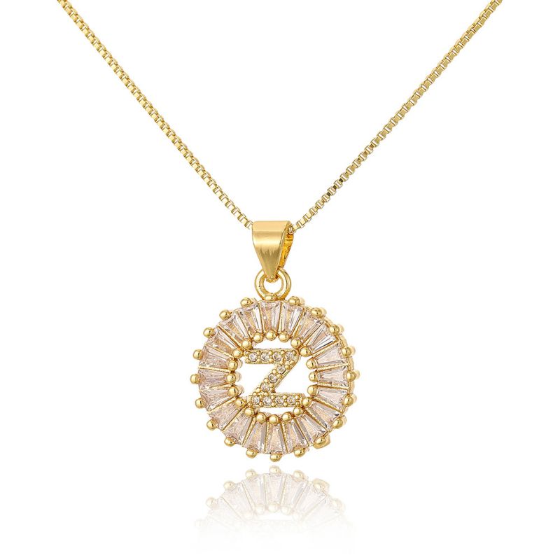 A Copper Inlaid Zirconium 26 Letter Necklace