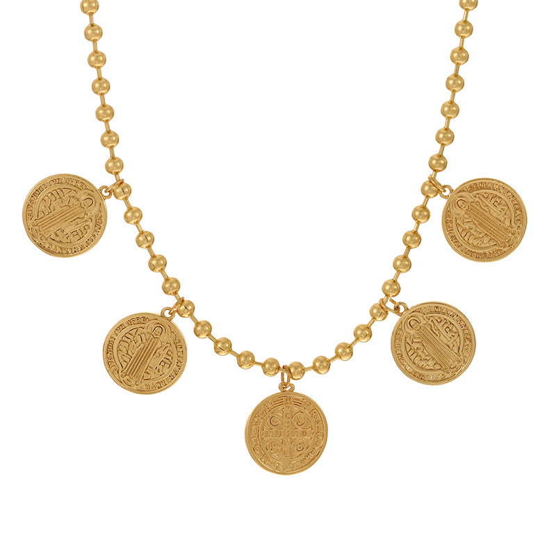 Gold And Silver Copper Double-sided Portrait Color Matching Necklace (4mm)