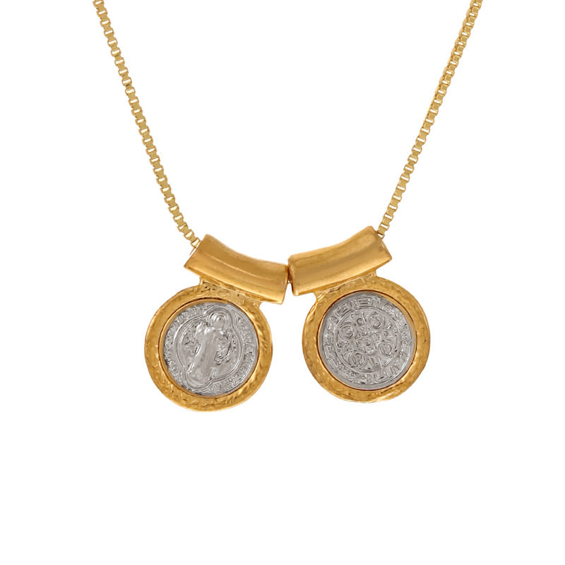Gold And Silver Copper Double-sided Portrait Color Matching Necklace (4mm)