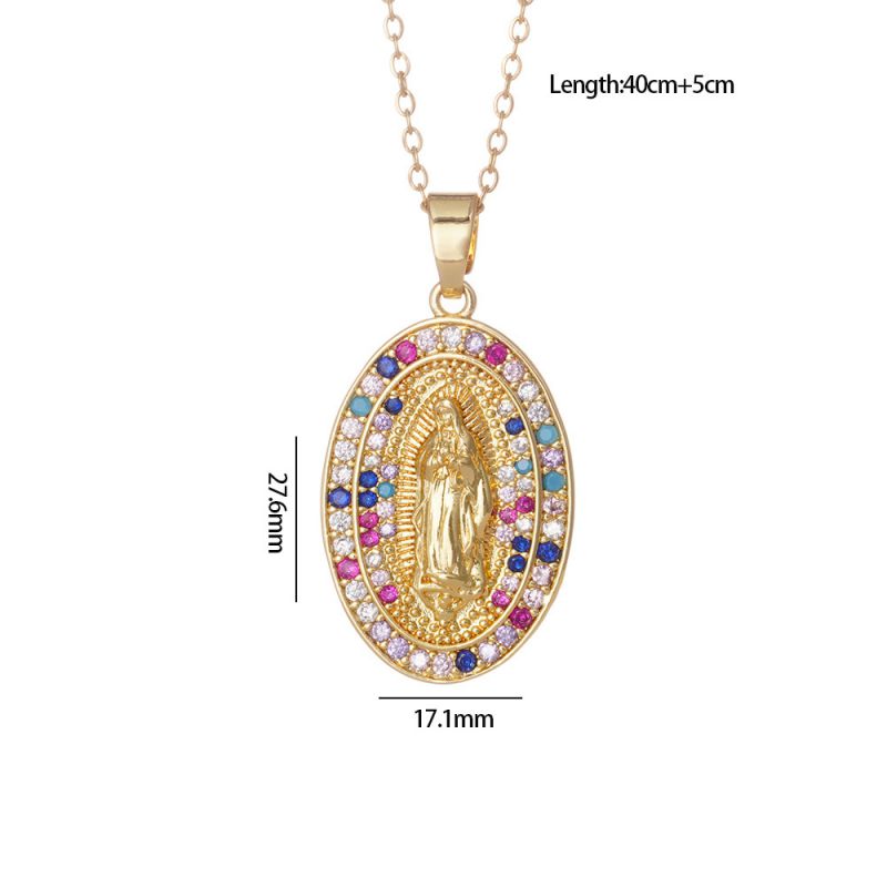 Maria 9 Copper And Zirconium Virgin Mary Necklace