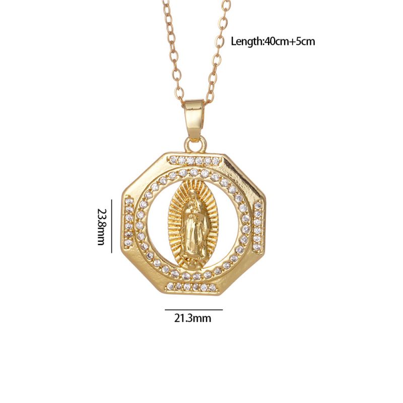 Maria 9 Copper And Zirconium Virgin Mary Necklace