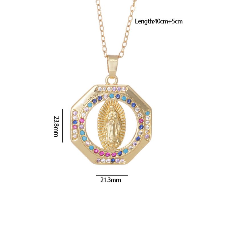 Maria 9 Copper And Zirconium Virgin Mary Necklace