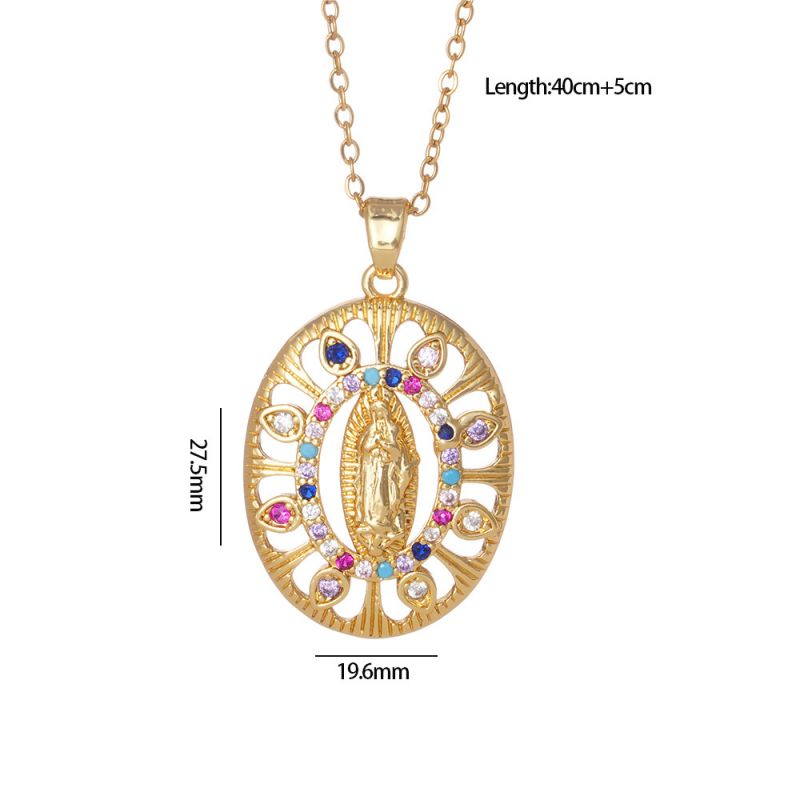 Maria 9 Copper And Zirconium Virgin Mary Necklace