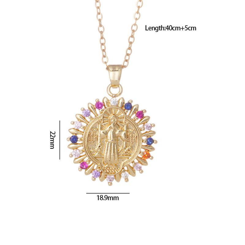 Maria 9 Copper And Zirconium Virgin Mary Necklace