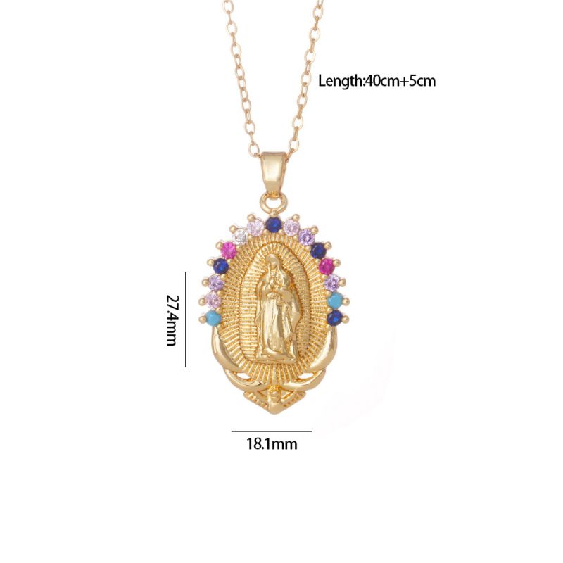 Maria 9 Copper And Zirconium Virgin Mary Necklace
