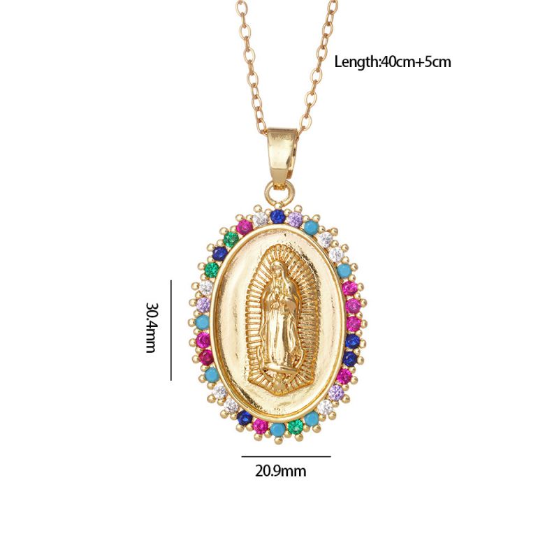 Maria 9 Copper And Zirconium Virgin Mary Necklace