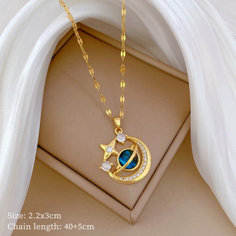 Gold 1 Titanium Steel And Diamond Dolphin Necklace