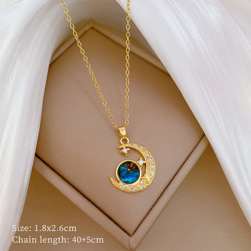 Gold 1 Titanium Steel And Diamond Dolphin Necklace