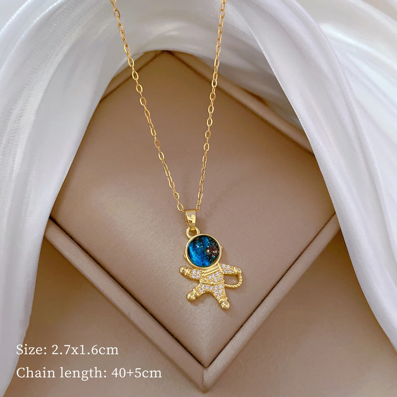 Gold 1 Titanium Steel And Diamond Dolphin Necklace