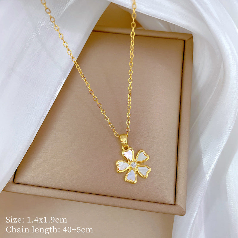 Gold 1 Titanium Steel And Diamond Dolphin Necklace
