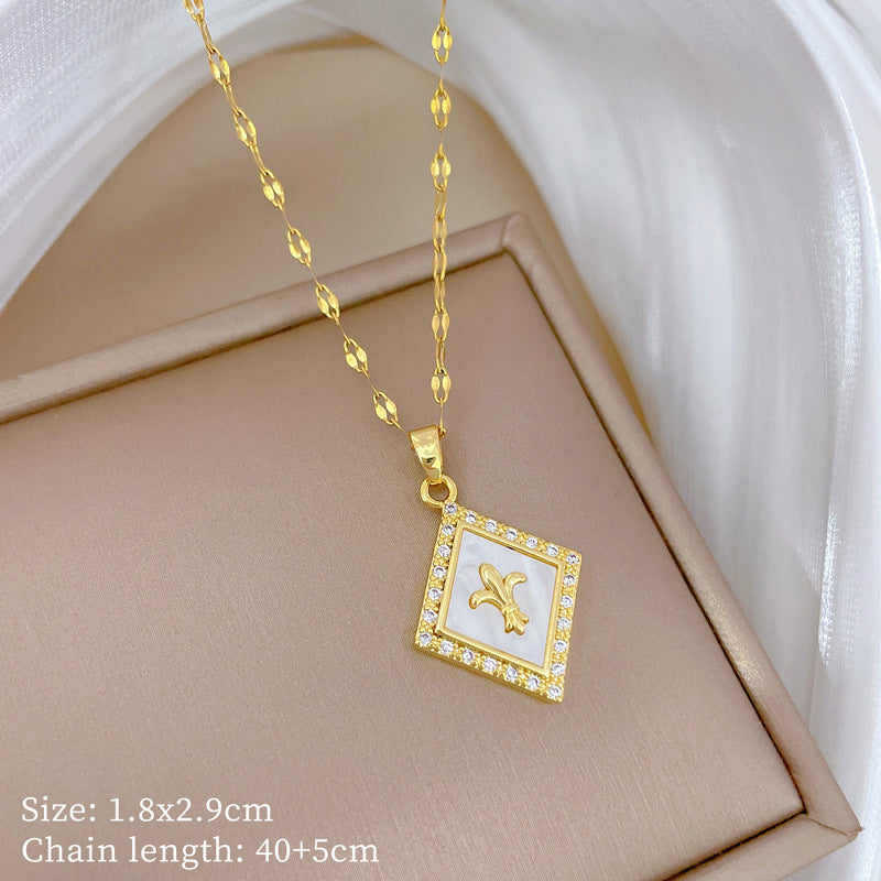 Gold 1 Titanium Steel And Diamond Dolphin Necklace