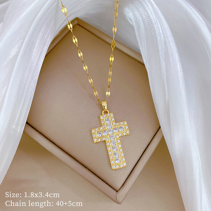 Gold 1 Titanium Steel And Diamond Dolphin Necklace