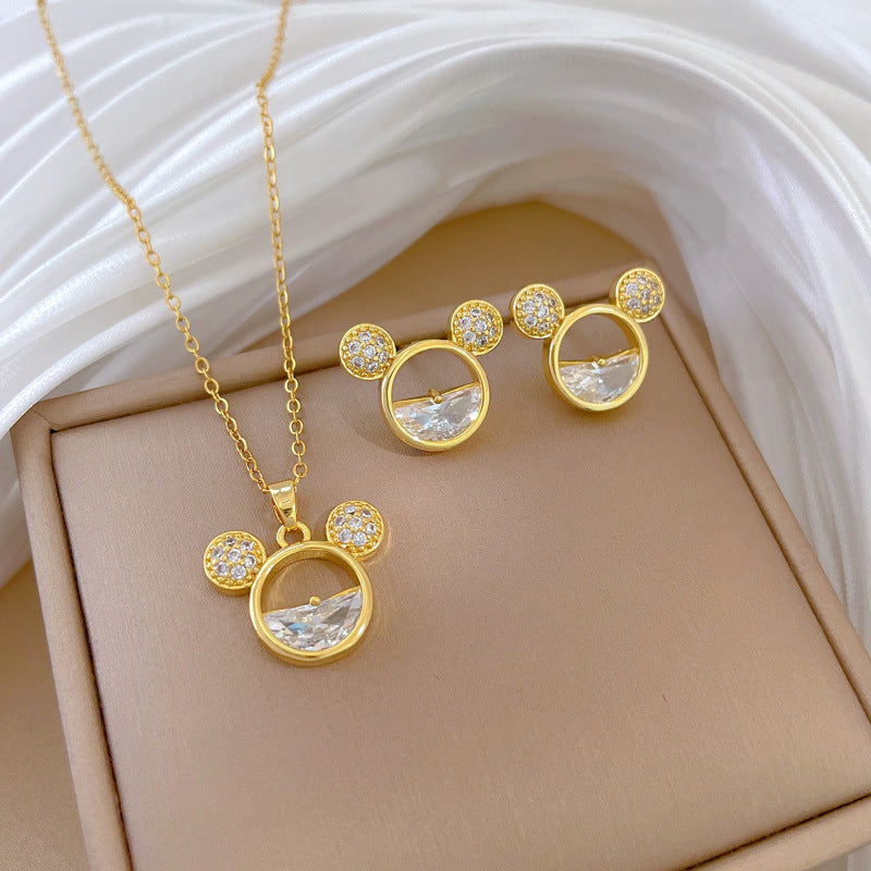 Set 150# Copper Diamond Hoop Necklace Earring Set