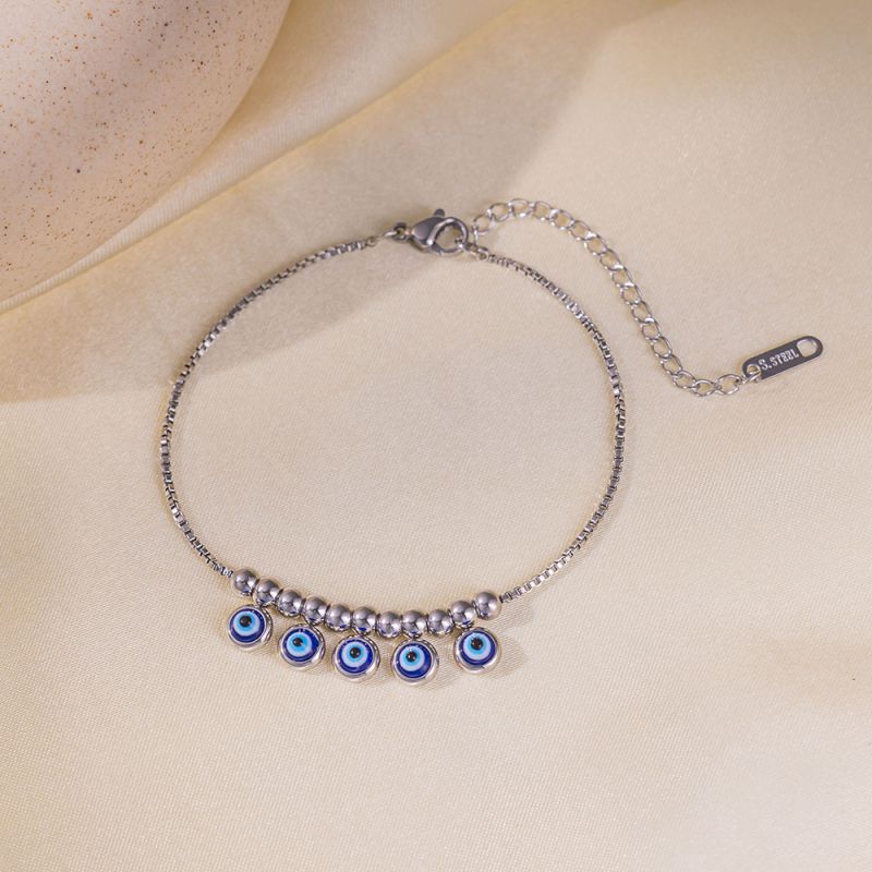 Round Bead Eye Box Chain Necklace Gold Stainless Steel Beaded Round Eye Necklace